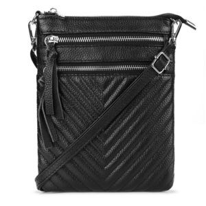 Black Quilted Purse Leather Crossbody Bags Trendy, Small Cross Body :3